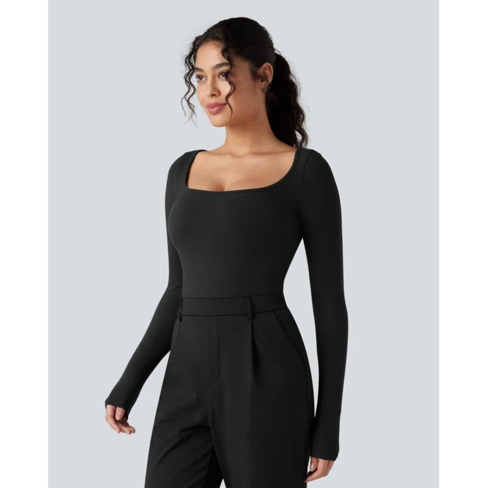 Halara Scoop Neck Long Sleeve Work Warming T-Shirt NEW XS Basic Heatcore Fleece‎ - Picture 2 of 16
